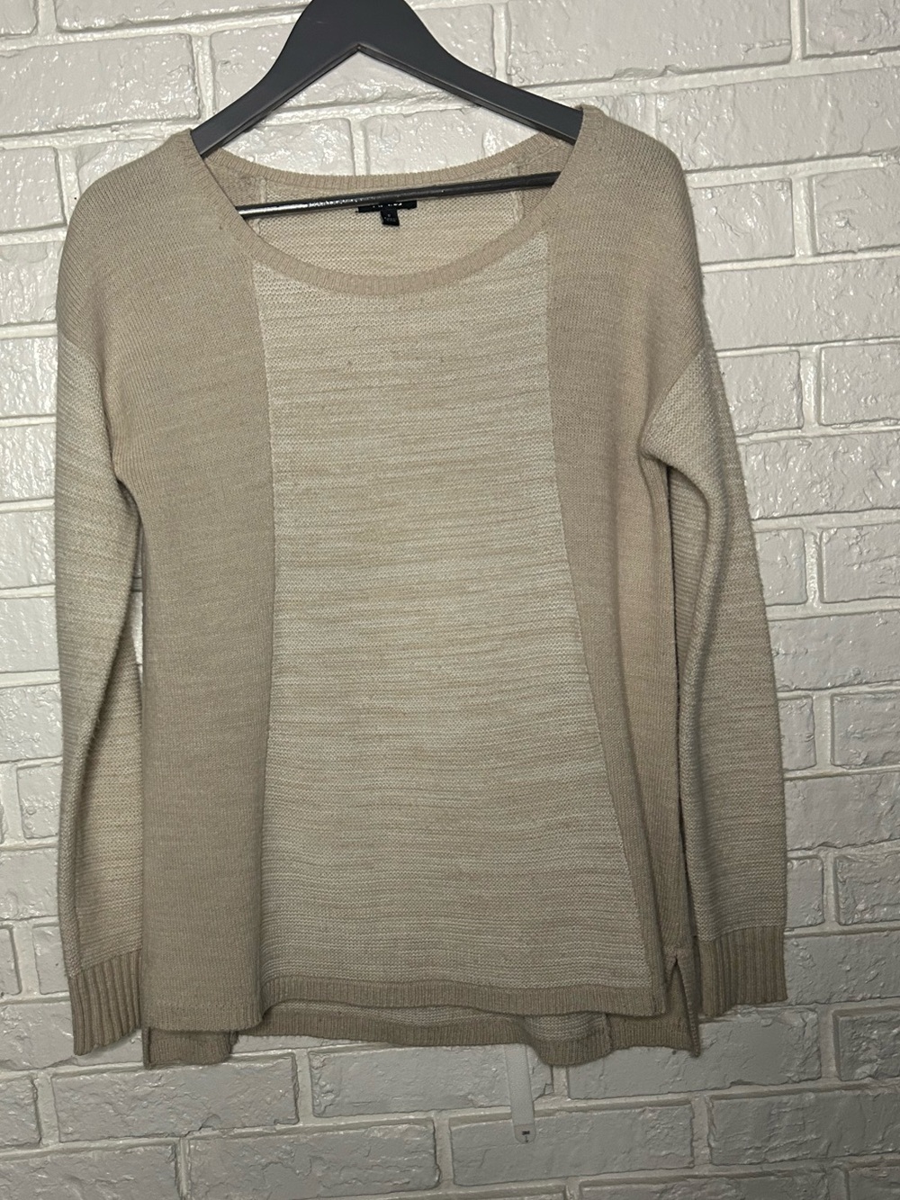 Apt. 9 Beige Panel Scoop Neck Sweater Small